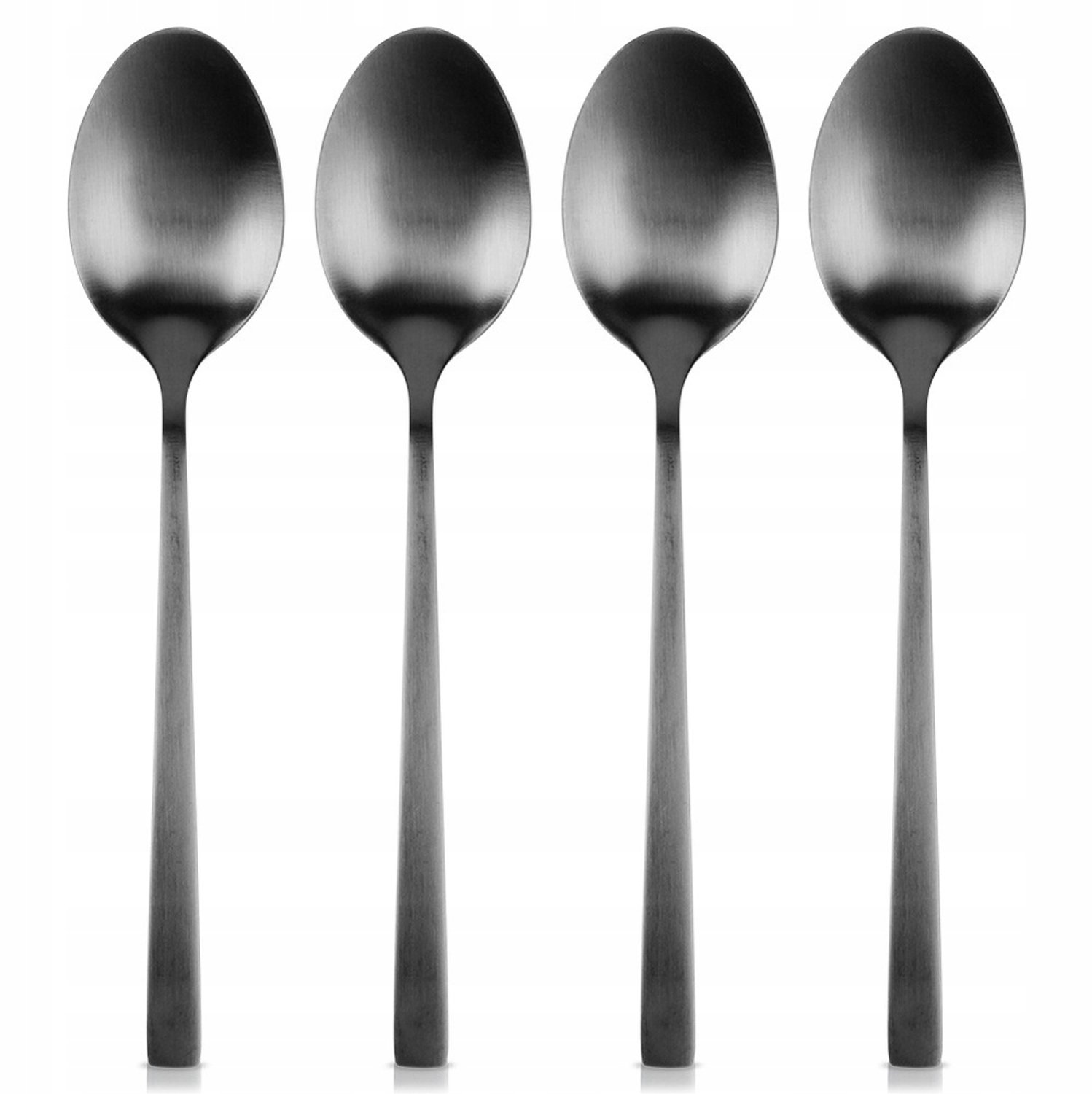 4x Zwarte Theelepels - Roestvrij Staal, Elegant Design