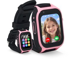 MuffyMouse GPS Horloge Kind met Simkaart – Smartwatch Kinderen 4G – Kinder Smartwatch met GPS – GPS Tracker Kind – Belfunctie, Videobellen, SOS & WhatsApp – 2GB+16GB – Roze