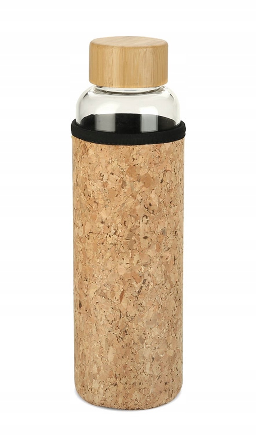 VENI Glazen Fles 550 ml met Bamboe Dop & Neopreen Hoes