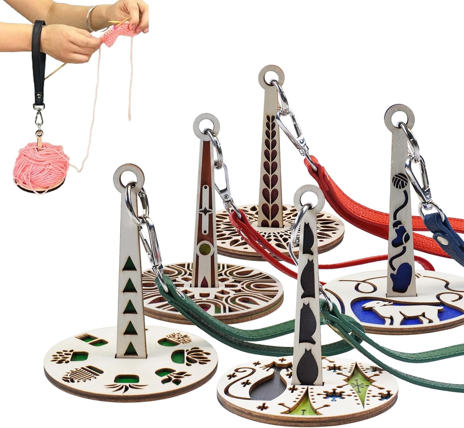 Haardraadholders - 2 stuks - Haardraadholders - Weben accessoires - Haken - Weben - Haardraadholders - Wijlers - Haardraadholders - Handpolsdraadholders - Zwart Blauw