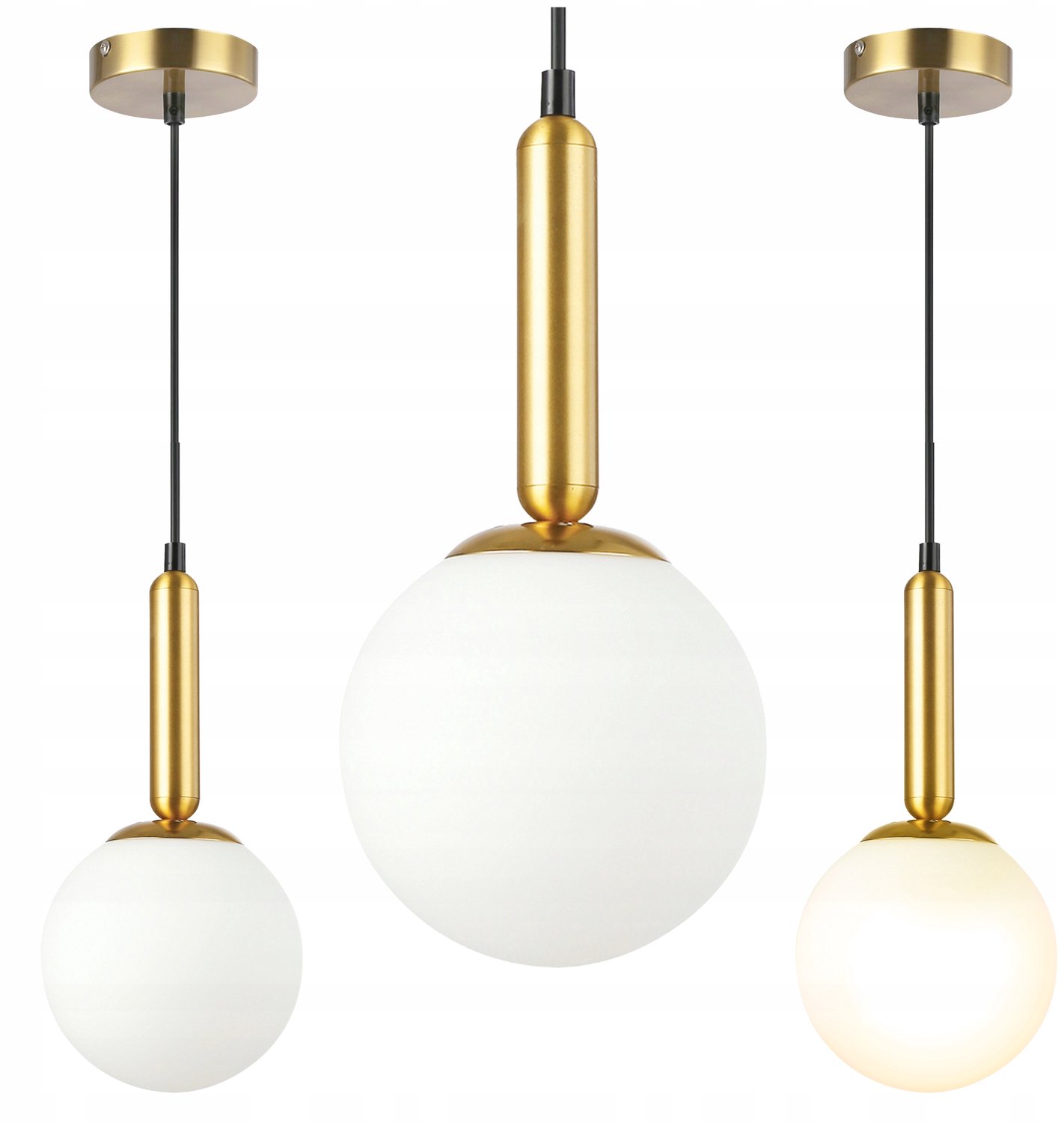 Gouden hanglamp met glazen bol, E27, LOFT, 100cm