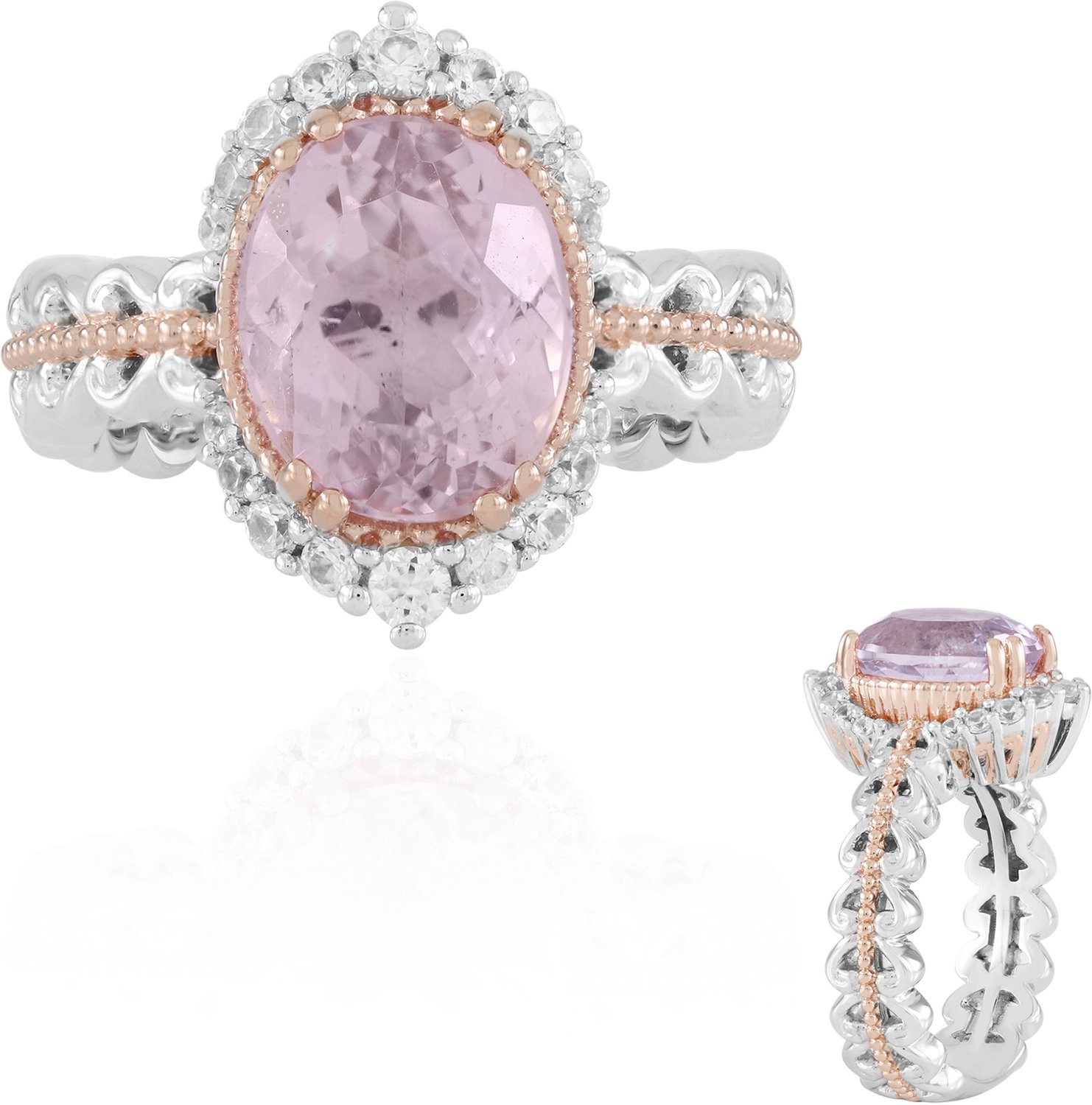 Cavill - Zilveren Ring met Braziliaanse Kunziet 4,68 ct - 925 Sterling Zilver met Palladiumafwerking - Ovale Edelsteen - Elegante Ring voor Dames