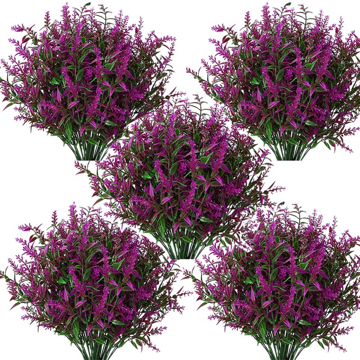 Flintry 10 stuks kunstlavendel voor buiten – UV-bestendige nepbloemen – Voor hangpotten, tuin & thuisdecoratie – Geen onderhoud – Rood & Groen Rood Groen-10pcs