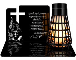 Znicz Solarny LED z Krzyżem i Efektem Płomienia - Wieczny