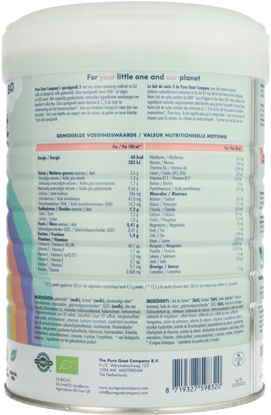 Pure Goat Opvolgmelk 3 bio 800 Gram van Nanny Care — afbeelding 2