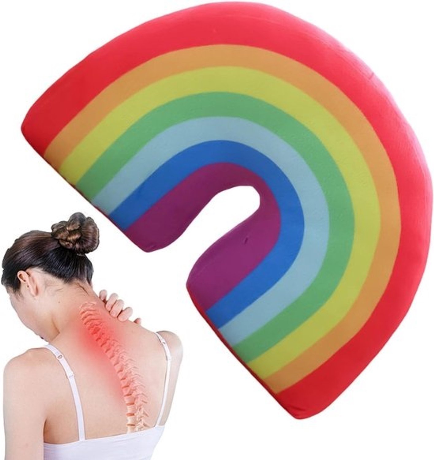 Regenboogkussen - Decoratief sierkussen - Kamerdecoratie - Zachte pluchevulling - 35 cm - Rood