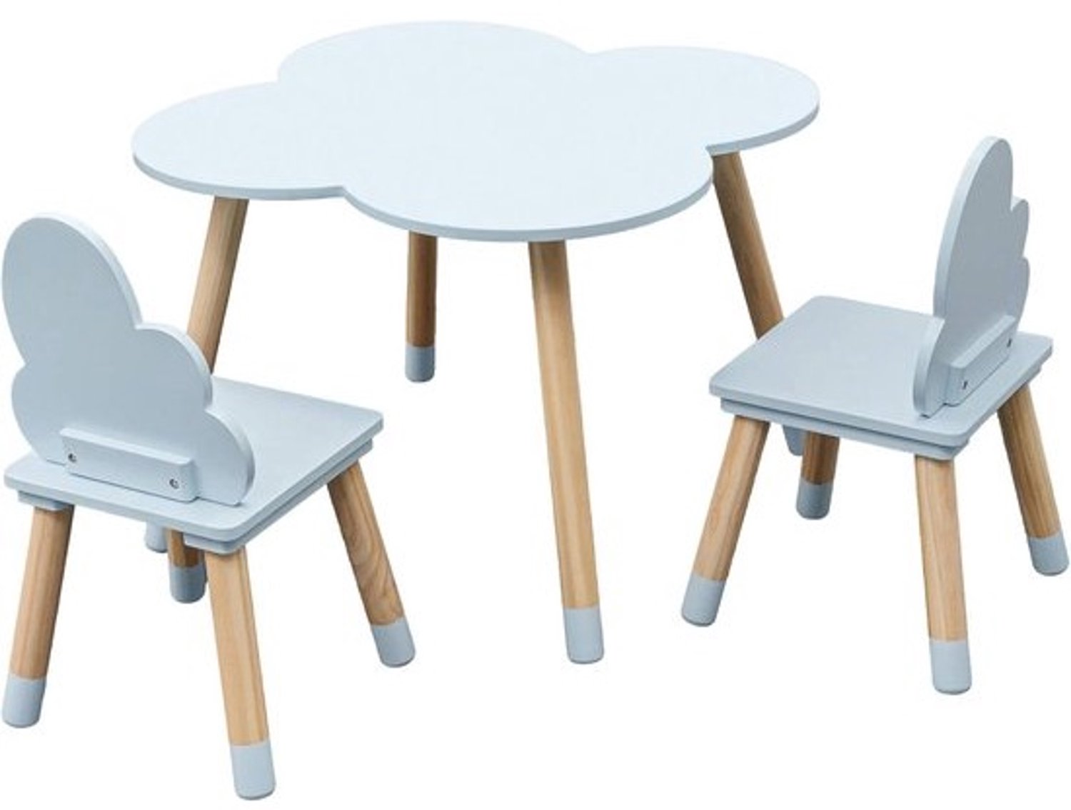 Kindermeubelset met tafel en stoelen – speelkamersets van MDF en pinnenhout in lichte kleuren – 44 x 60 x 60 cm – 50 x 25 x 25 cm