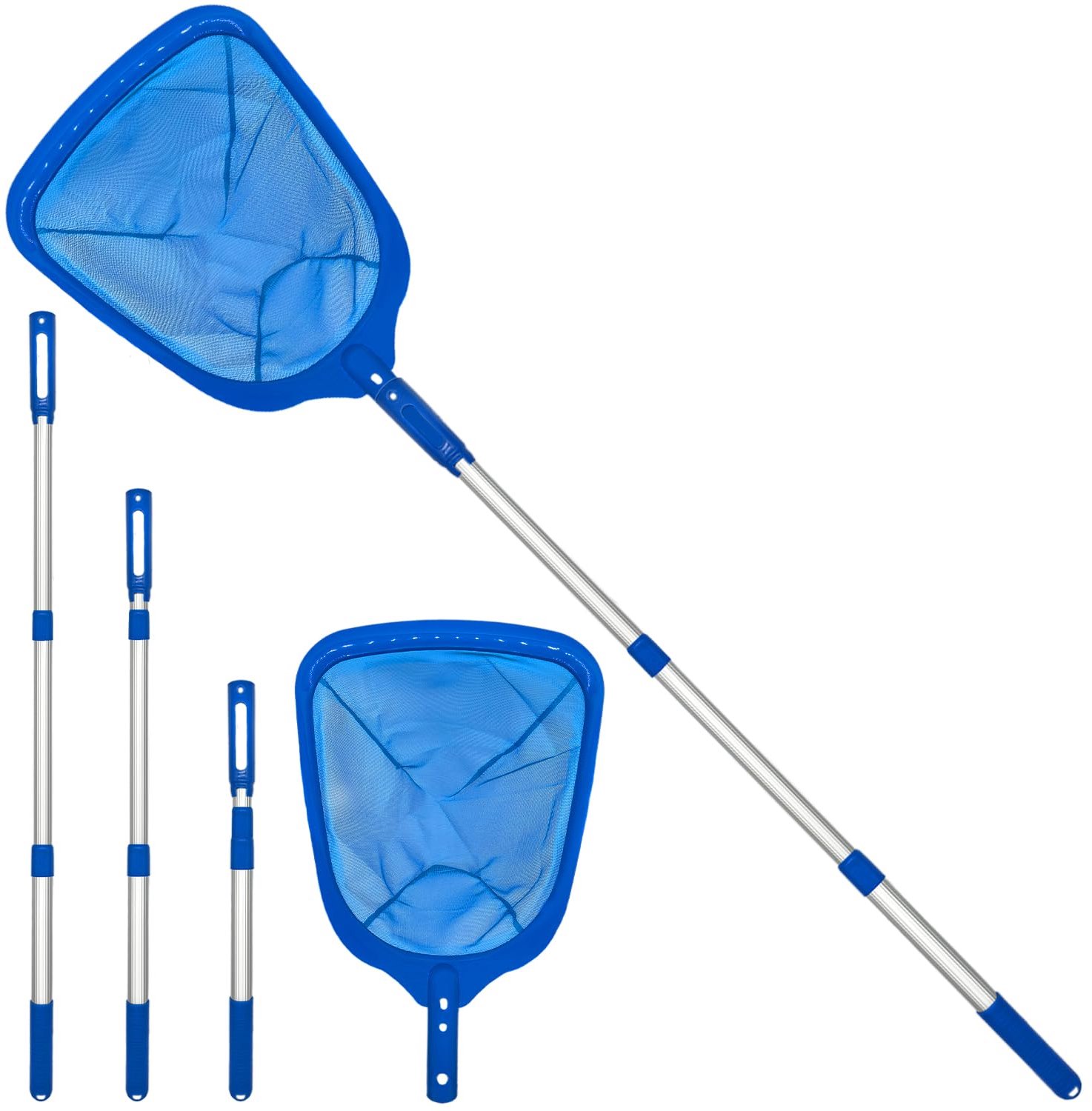 Famanu - Skimmer Pool Schepnet - Houd je zwembad vrij van bladeren en vuil - Inclusief telescopische steel - Blauw 1 stuk