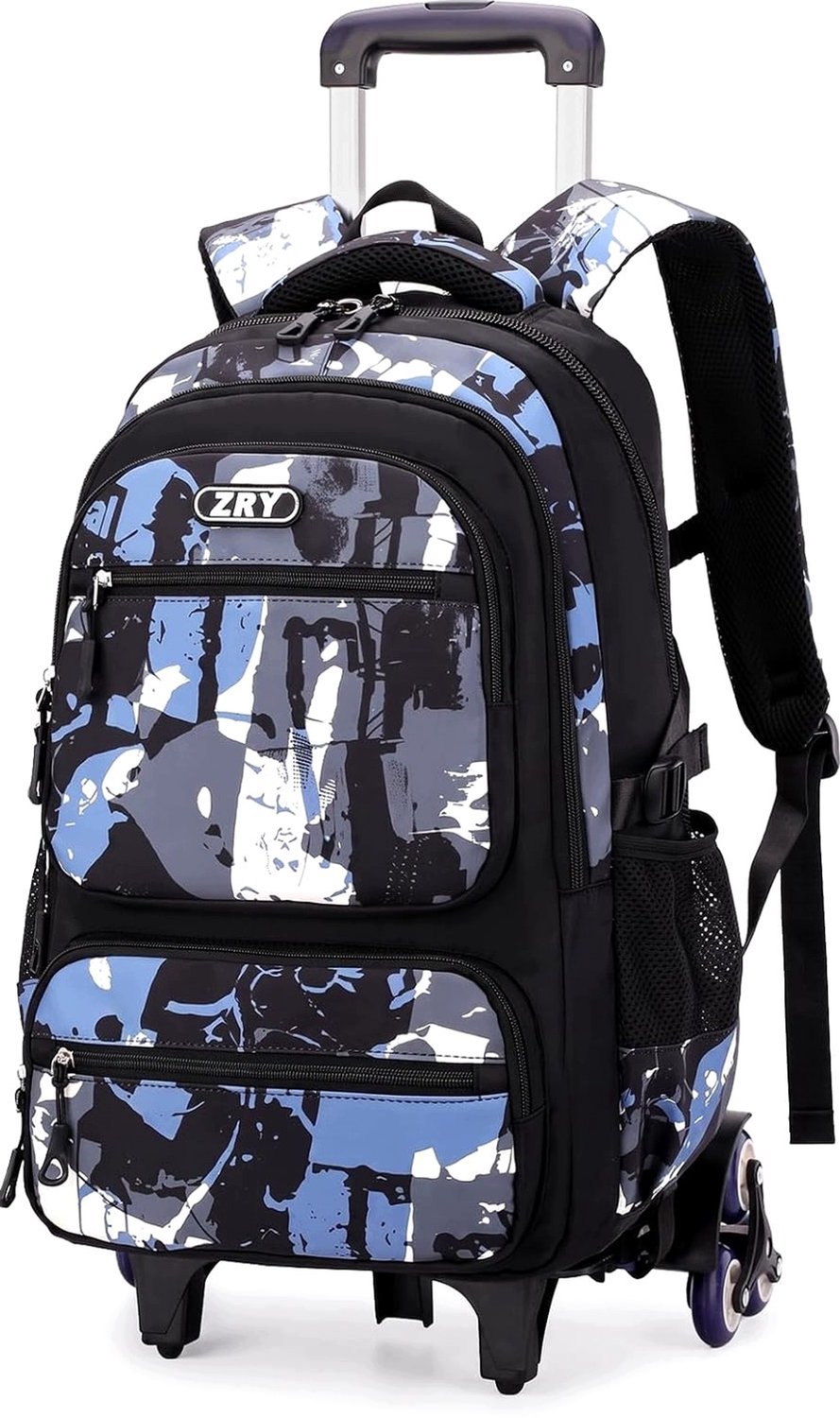 Grote Schoolrugzak 40L met Wielen, Telescoopgreep & Waterdicht