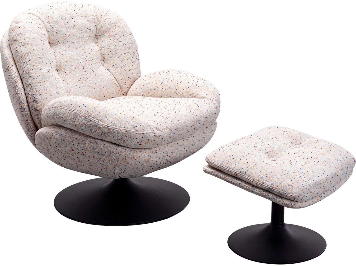 Kare Design Draaifauteuil + kruk Standford Grijs/Beige