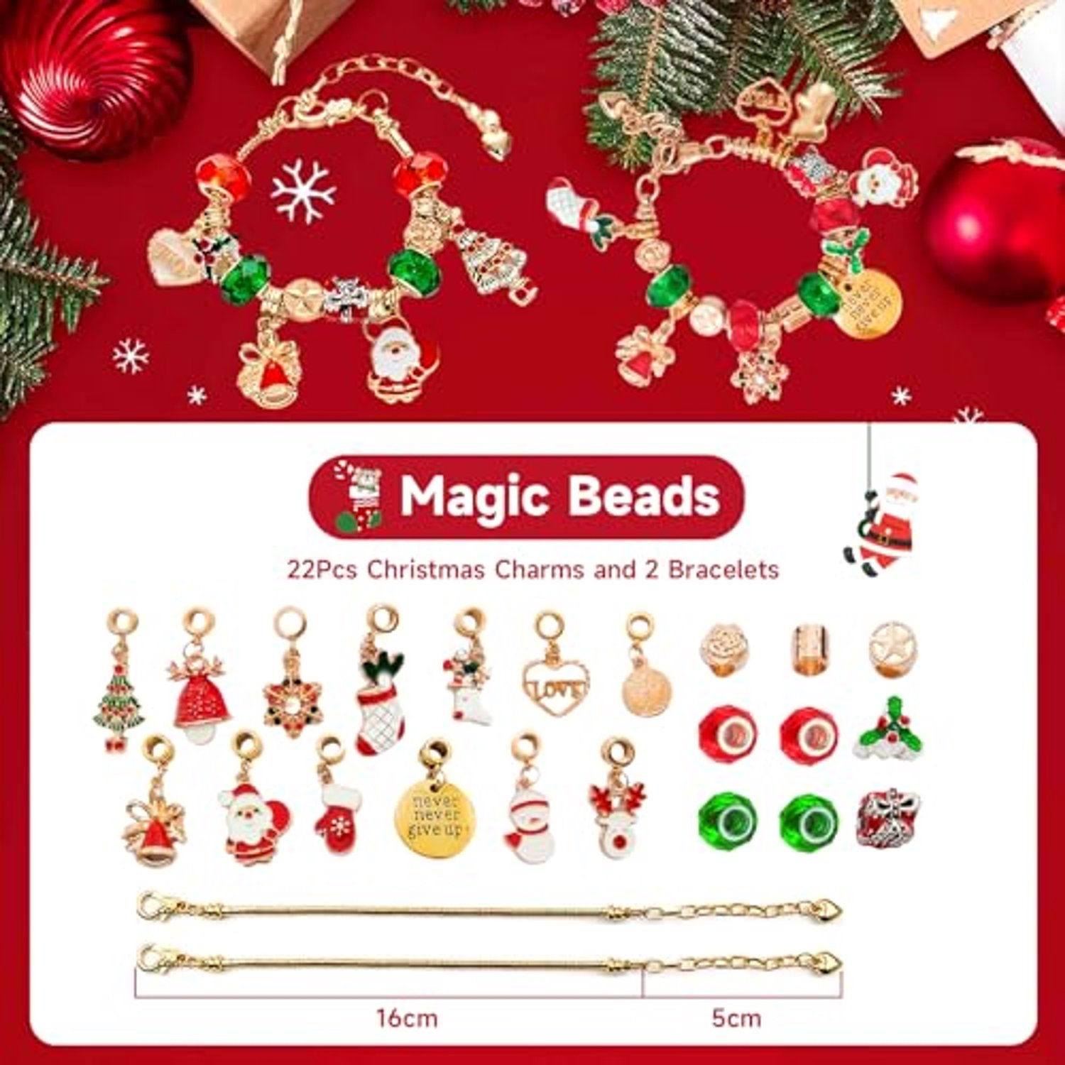 Adventskalender 2026 voor kinderen - Kerstadventskalender 2026 voor meisjes - 24-daagse aftelkalender voor sieraden en cadeaus - Armbandenmaakset – foto 7