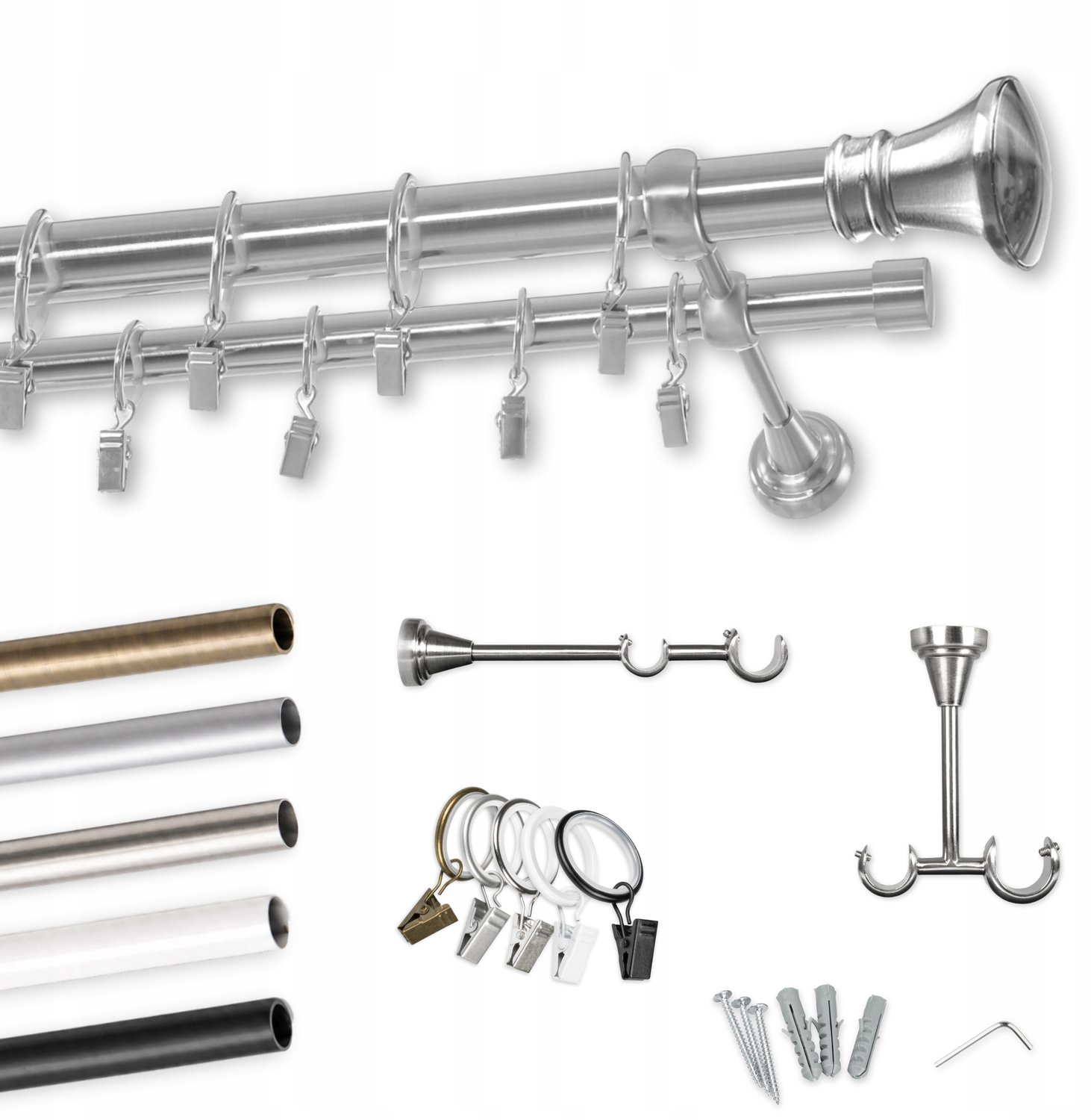 Dubbele Metalen Gordijnroede 150cm - Stijlvol & Stofvrij