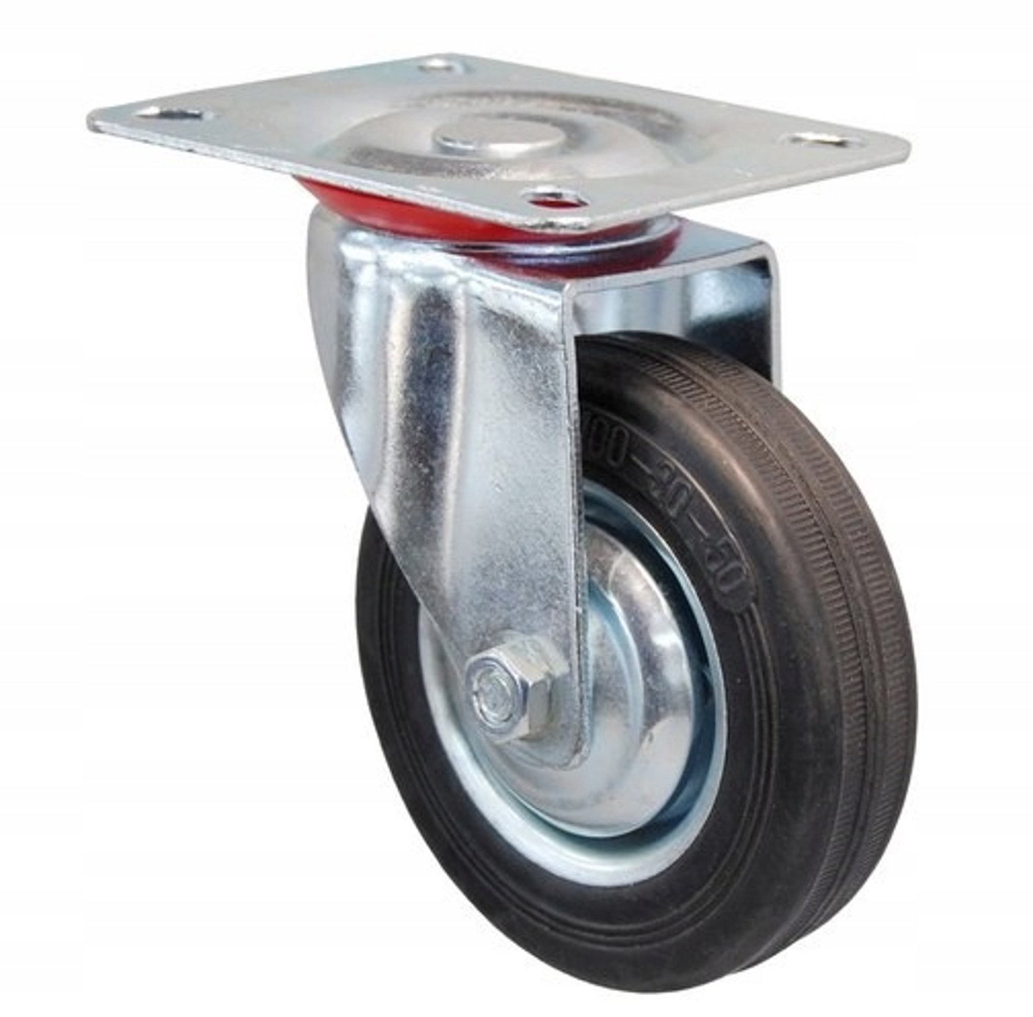 Zwenkwiel 75mm Rubber met Montageplaat - Max 50kg