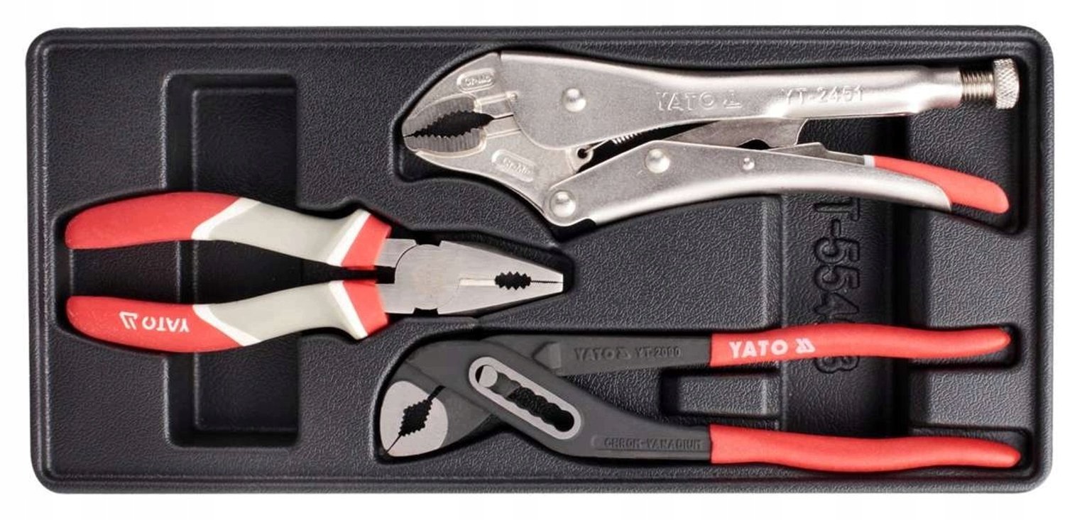 Gereedschapset: 3 stuks tangen met lade-inzet