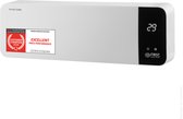 Witte TZS First Austria muurkachel met digitaal display en 'Customer Champion 2026' kwaliteitszegel.