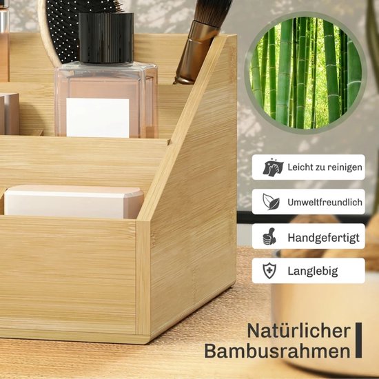 Bureau-organizer - Bamboe opbergdoos met lade - Pennenhouder - Naturel - 33 x 20,5 x 15,5 cm — cadeau in Wonen & Interieur - foto 6