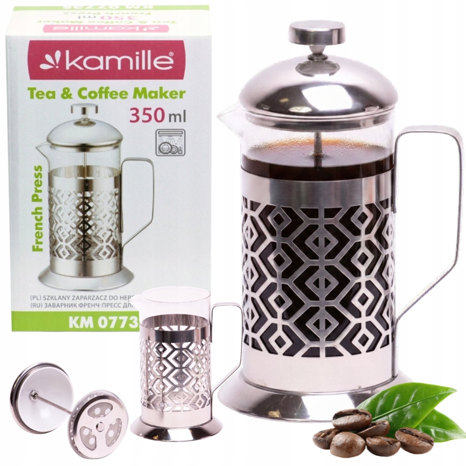 Kamille French Press Glazen Koffie- en Theepot 350ml