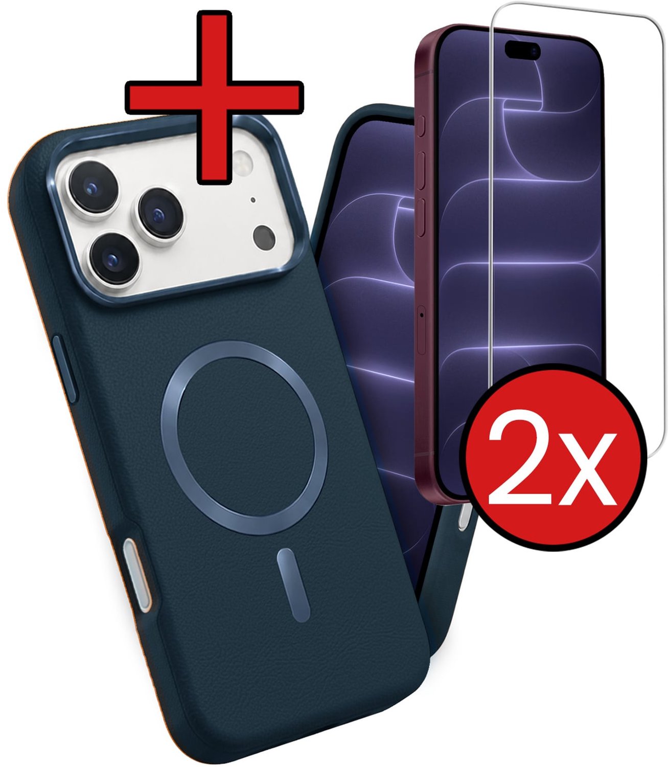 Hoesje - Met 2x Screenprotector - Geschikt voor Apple iPhone 18 Pro Max - Magsafe Compatible - Leer Look - Sterk & Shockproof - Shock Proof Case - Back Cover - Telefoon Hoes - Telefoonhoes - Bruin