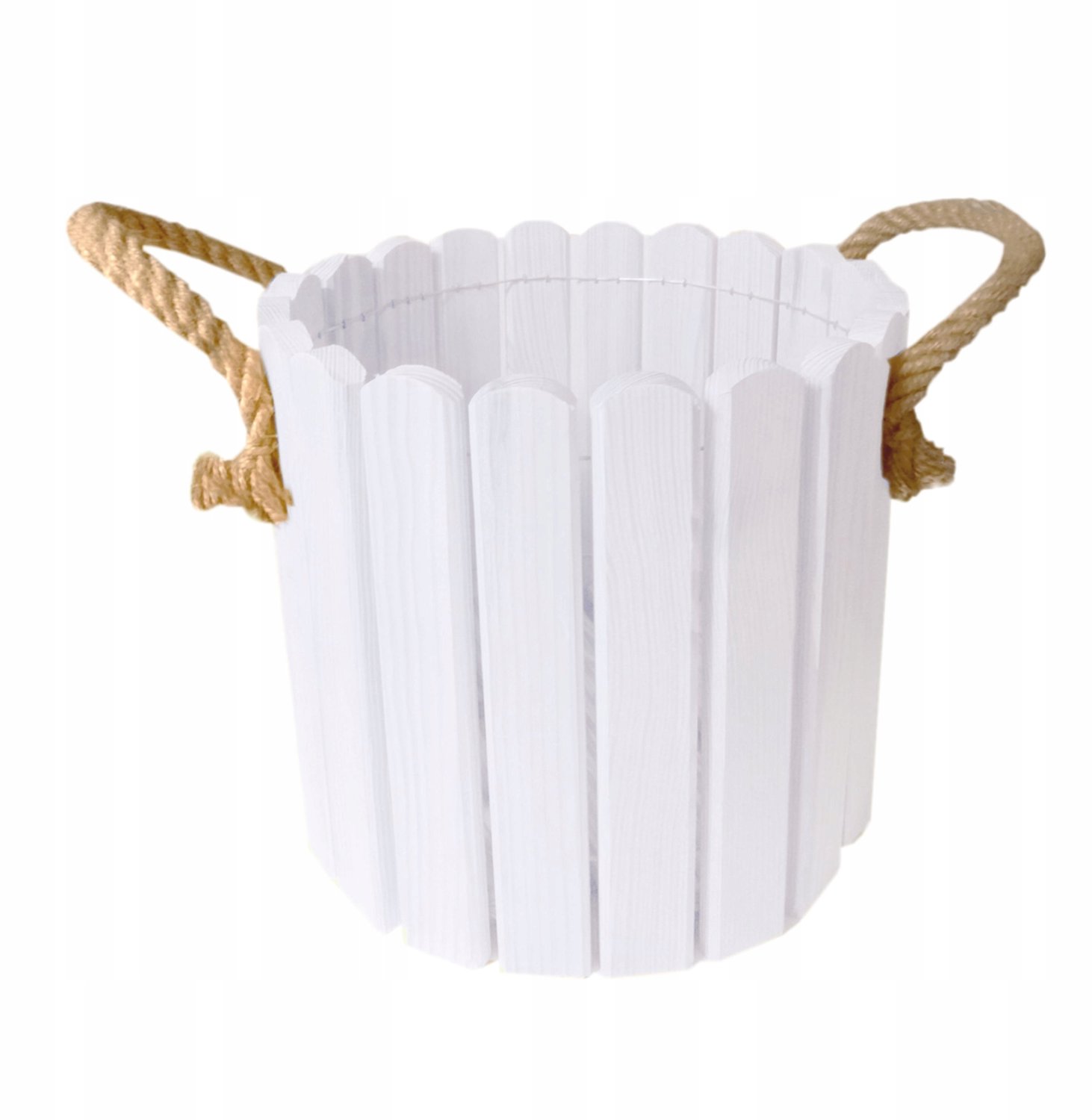 Houten Ronde Pot met Jute Touw - 33,5x20cm - Rustiek Design