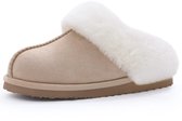 Homaxy - Pantoffels Dames - Suède Zachte Winterpantoffels - Fluffy Open Sloffen met Pluche Voering - Abrikoos - 38-39 - Geschikt voor een voetlengte van 22.86 cm