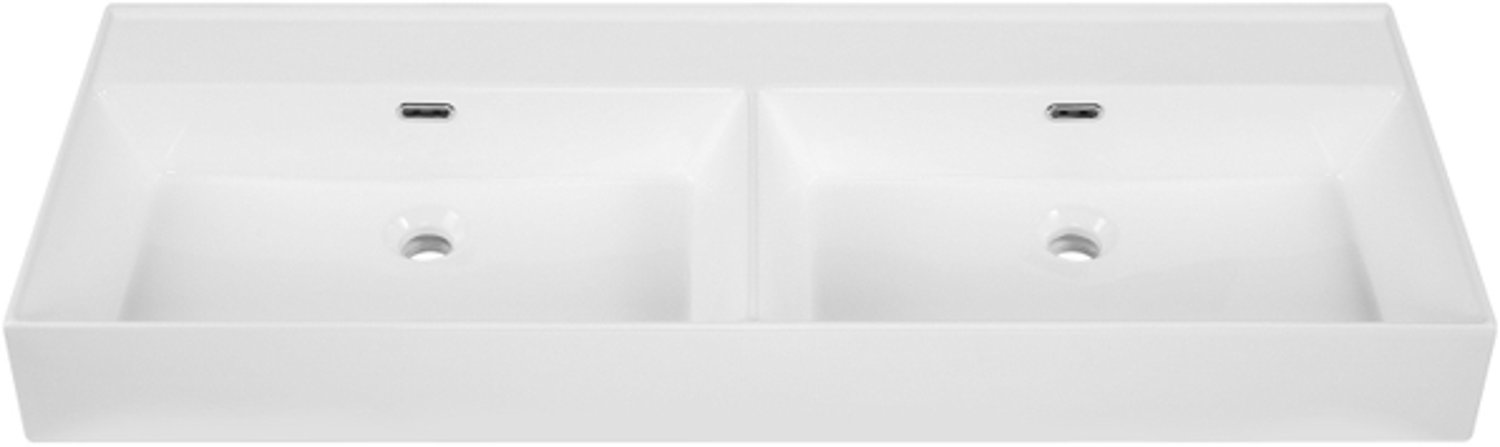Saniclass Legend Meubelwastafel - 121x47x12cm - met overloop - 2 wasbakken - 0 kraangaten - keramiek - glans wit