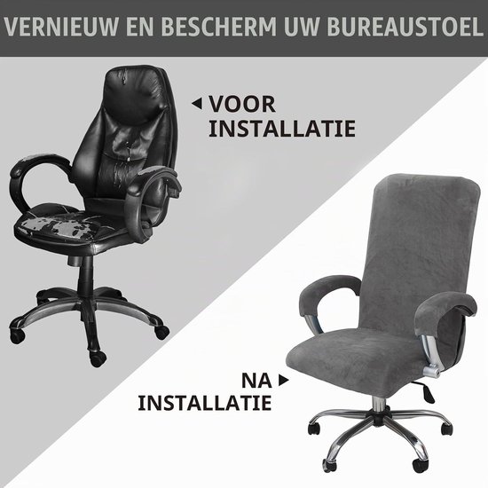 Gaming Stoelhoes met Armleuningen, Verwijderbare Elastische Velours Hoes voor Kantoorstoel, Computerstoel en Draaisteel (Grijs, Groot) - Bescherming, Comfort, Stijl — afbeelding 4