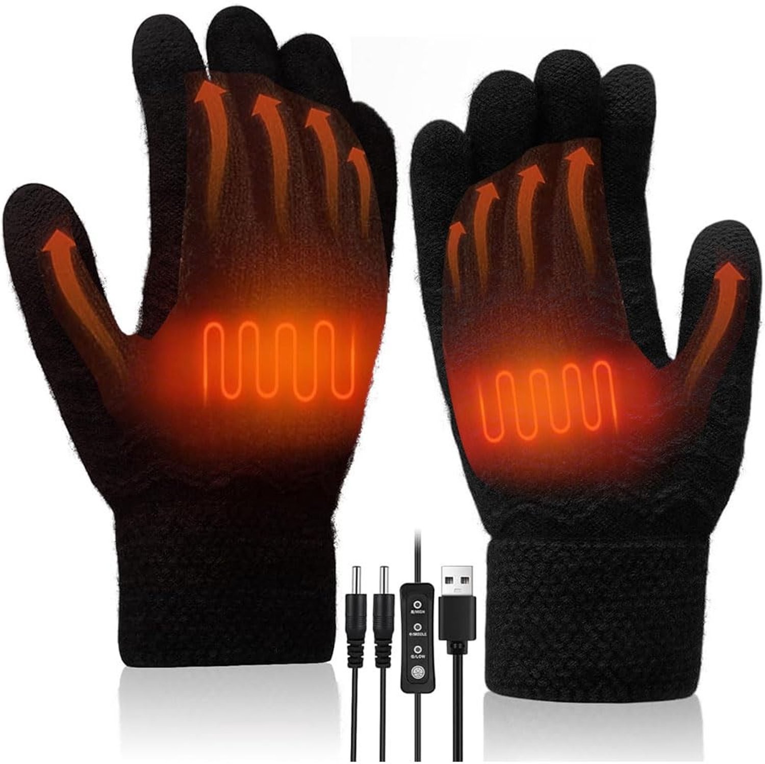 USB Verwarmde Handschoenen met Drievoudige Temperatuurregeling