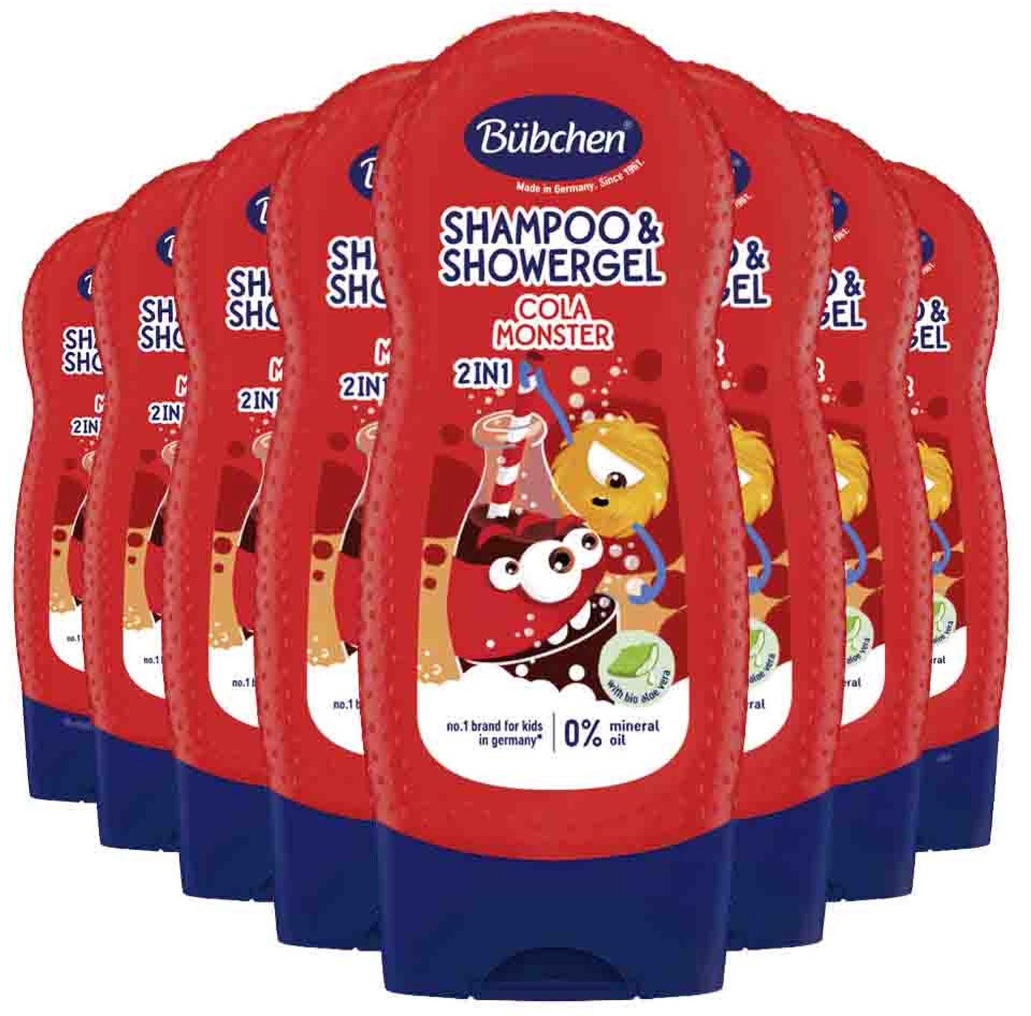 Bübchen - 2in1 Shampoo & Douchegel Cola Monster - 8 x 230 ml - Voordeelverpakking