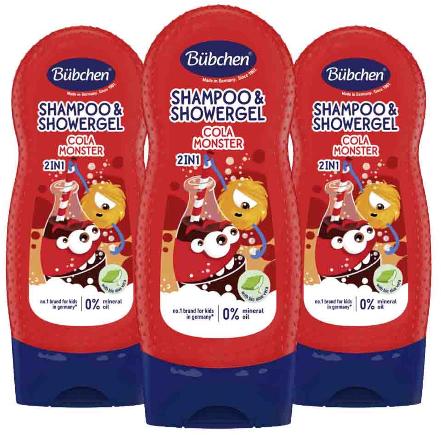 Bübchen - 2in1 Shampoo & Douchegel Cola Monster - 3 x 230 ml - Voordeelverpakking