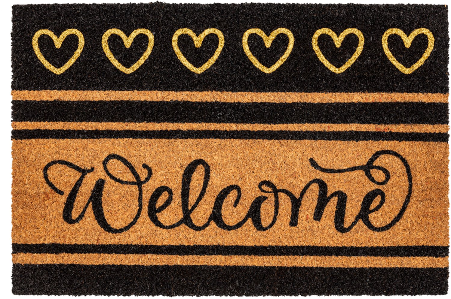Ruco Glitter Welcome Hearts 40 x 60 cm - Kokosmat - Deurmat Binnen - Kokos Deurmat - Geïmplanteerd - Vinyl Onderzijde