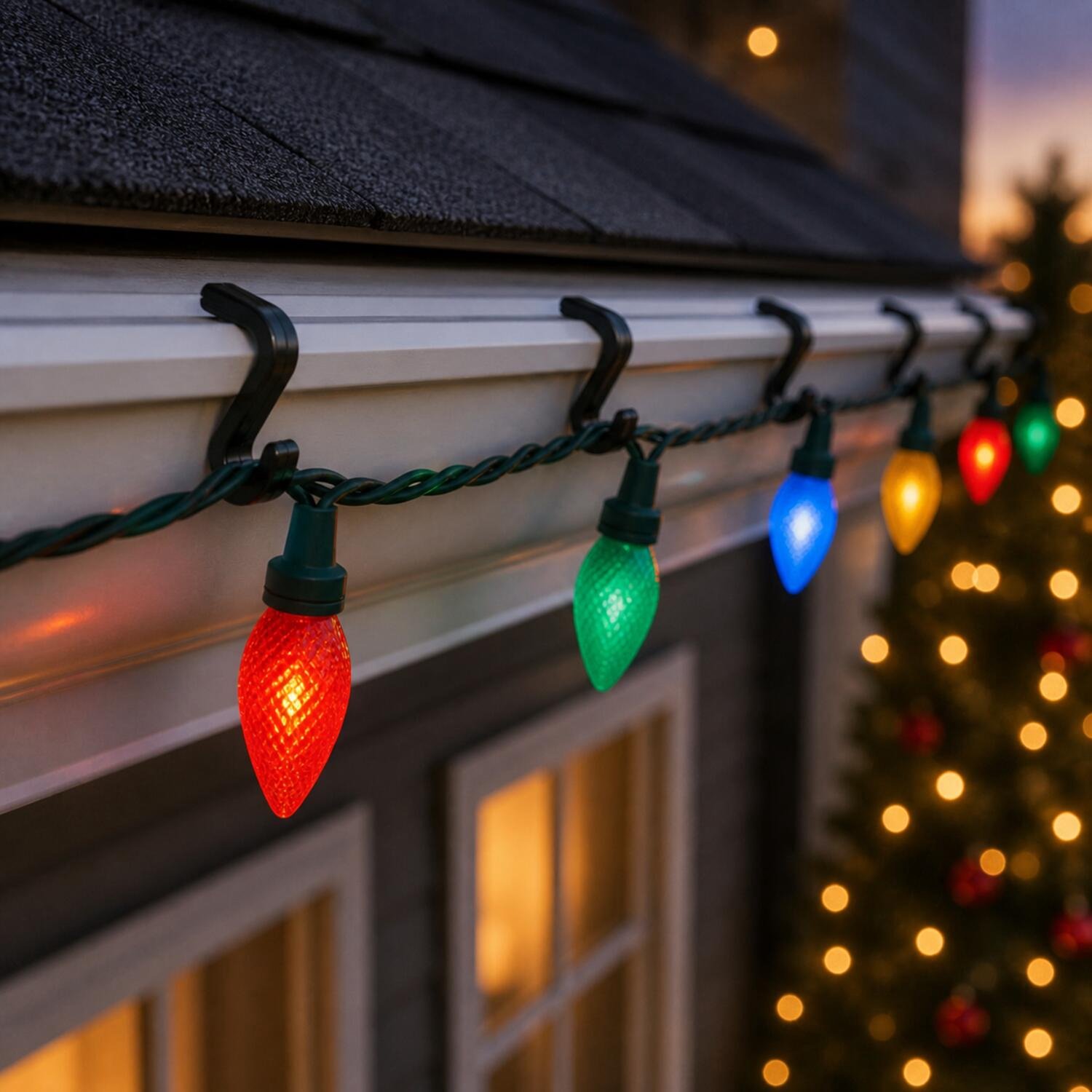 Lumineo kerstverlichting haken - 144x st - kunststof - gootclips voor lichtsnoeren - dakrand - balkon - tuin