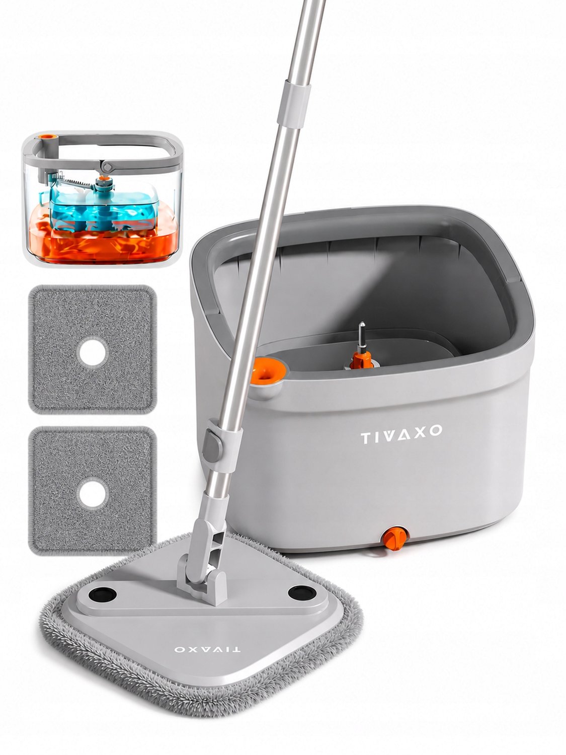 Tivaxo Spin Mop: Draadloze Rotatie Mop met Dubbel Kamer Emmer