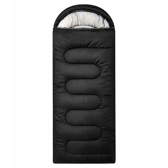 Mummy Slaapzak 2-in-1, 210x70cm, Warm, met Capuchon & Hoes, Zwart — afbeelding 4