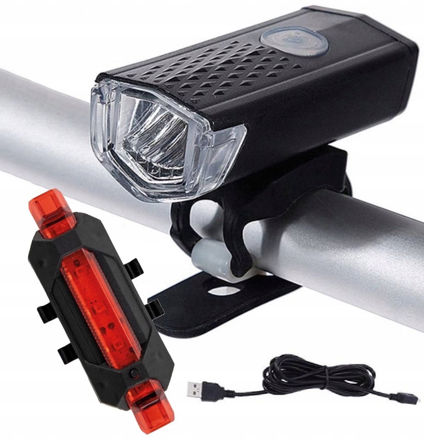 2x LED Fietsverlichting Set USB Oplaadbaar Voor & Achter