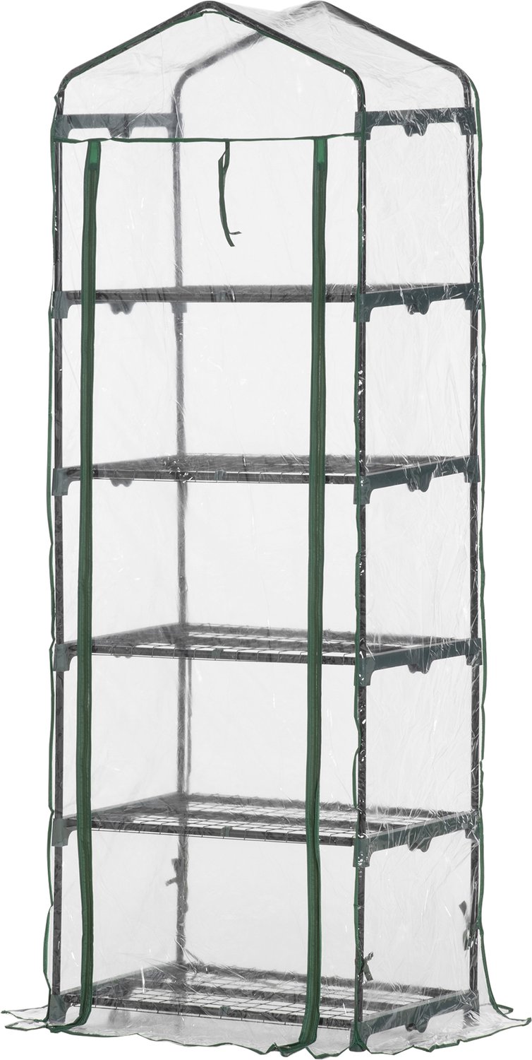 Sunona Kweekkas met 5 lagen - Met PVC-hoes - 69 x 49 x 193 cm - Transparant/Groen