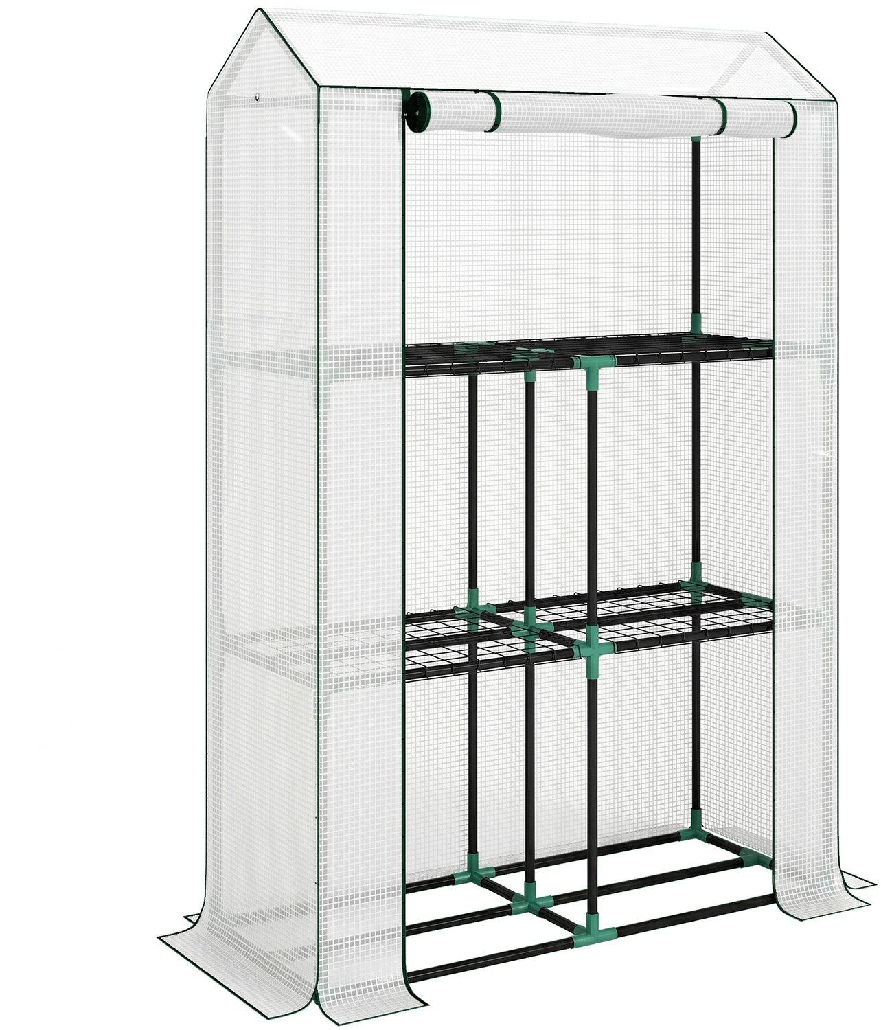 Sunona Kweekkas met 3-staps rek - Met UV-bestendige hoes en roldeur - 100 x 40 x 150 cm - Wit