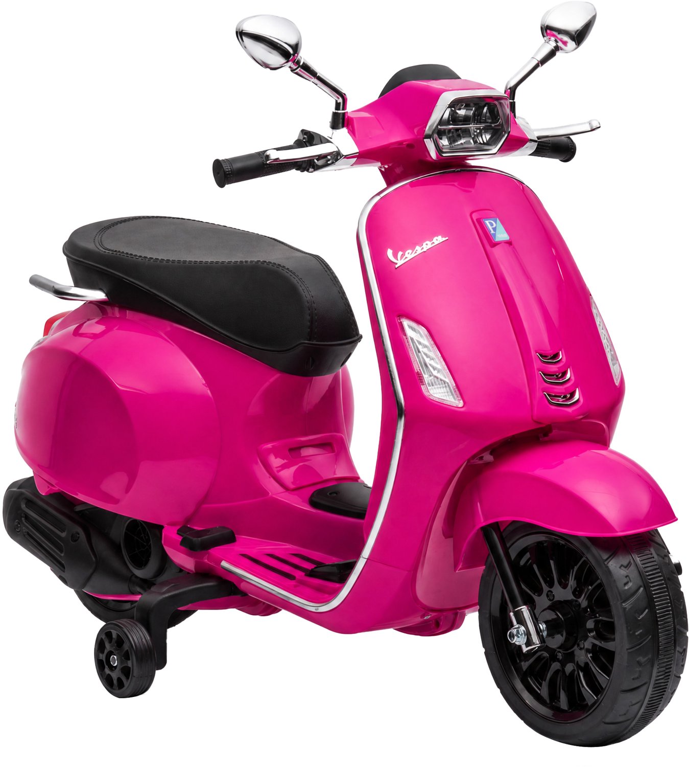 Playon Elektrische kinderscooter - Vespa model - Met verlichting, muziek en FM-radio - 107 x 47 x 73 cm - Roze