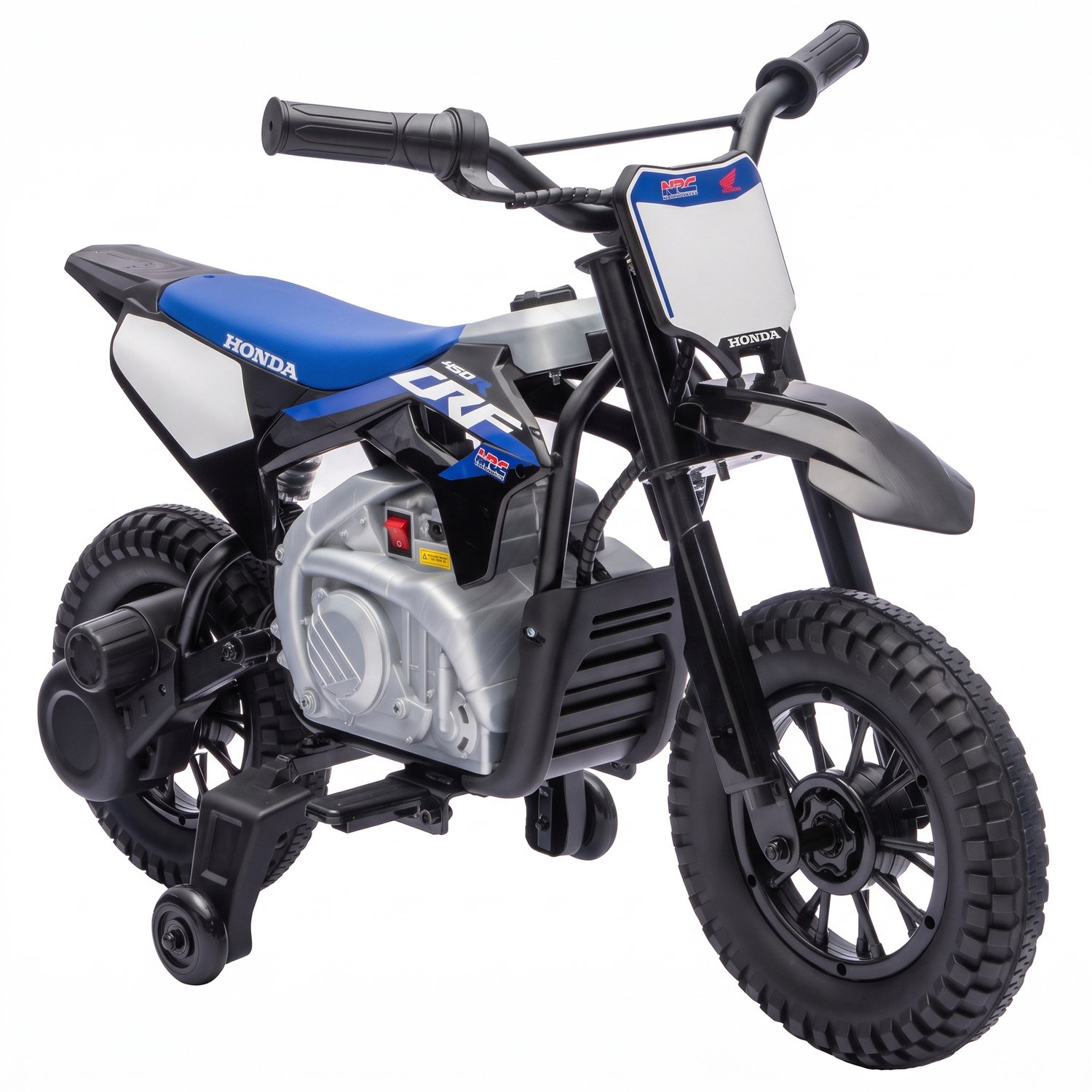 Playon Elektrische kindermotorfiets met zijwielen - 104 x 55 x 67 cm - Zwart/Blauw