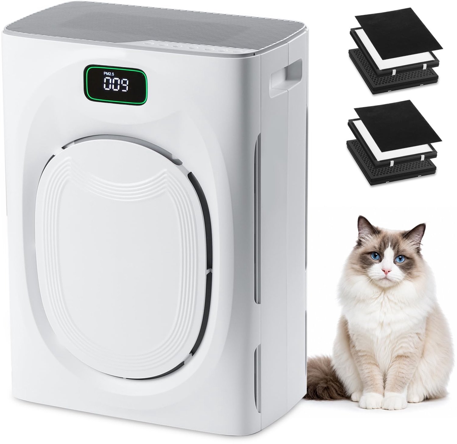 Luchtreiniger Hepa-filter Met Actieve Koolfilter - 48 Watt Vermogen - 40 m² Oppervlakte - Wit - Voor Huisdieren Allergieën