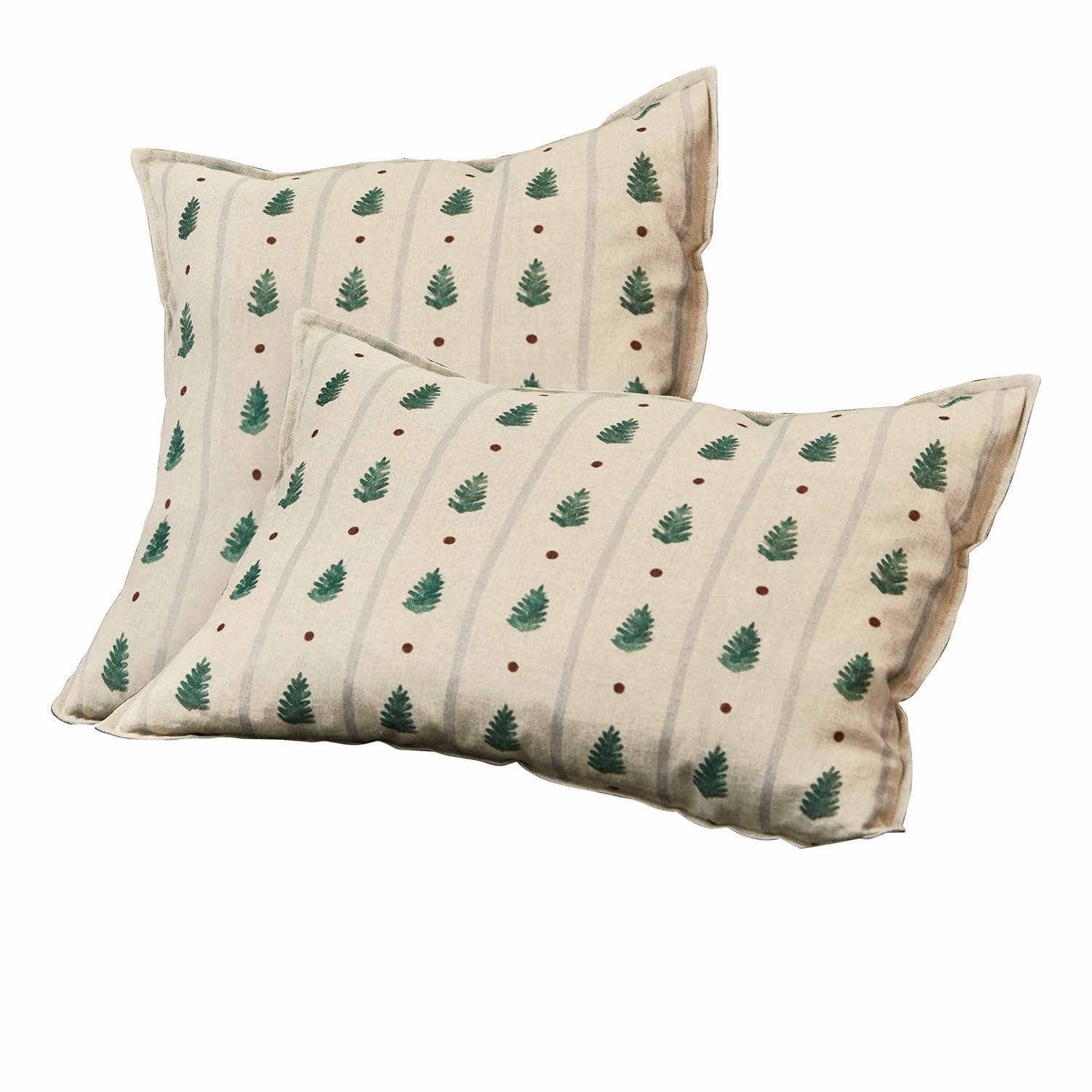Loberon Kussenhoes set van 2 Emily beige/groen