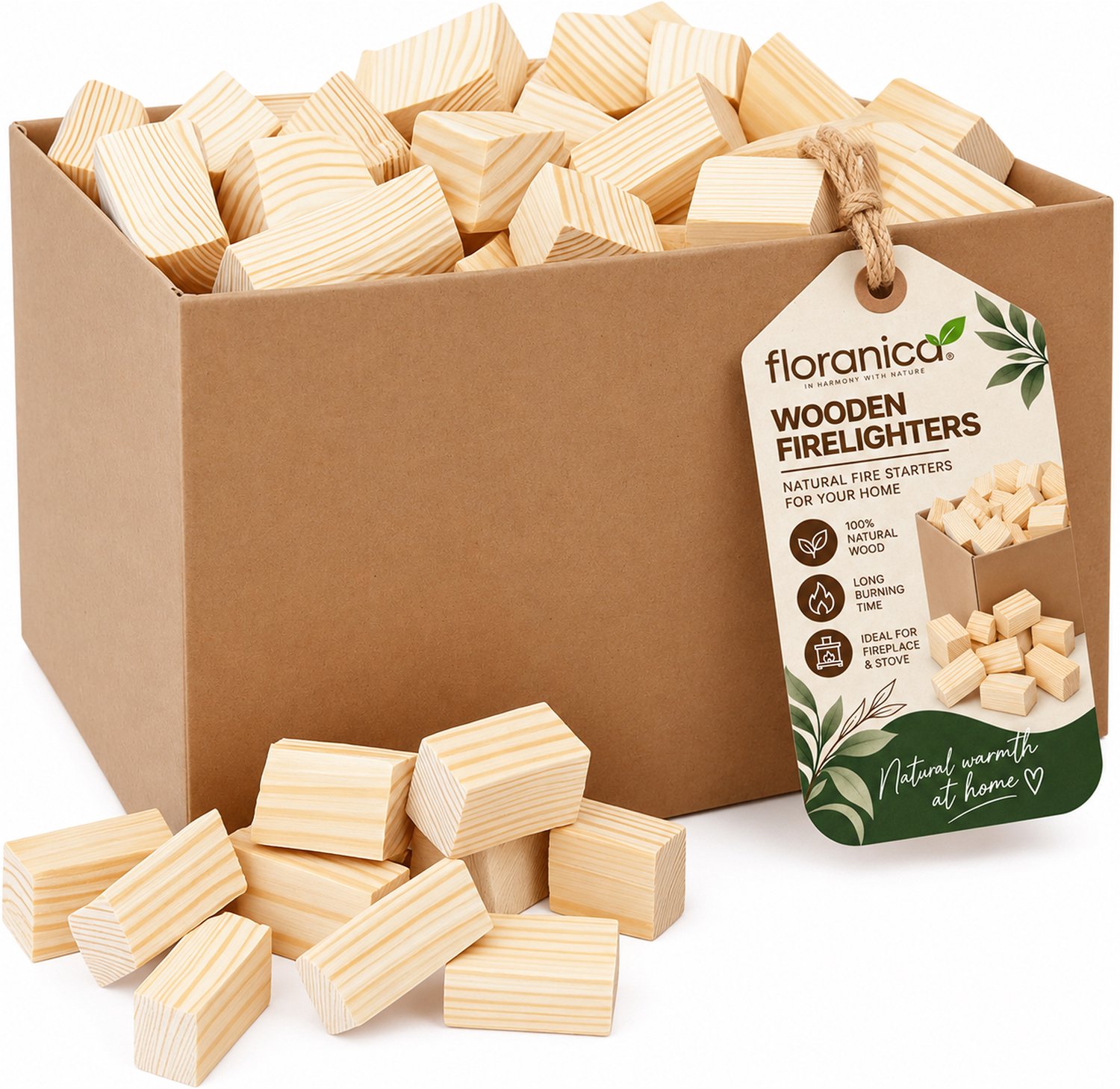 Floranica Geperst Hout 10kg, Ecologische Briketten voor BBQ en Verwarming Natuur