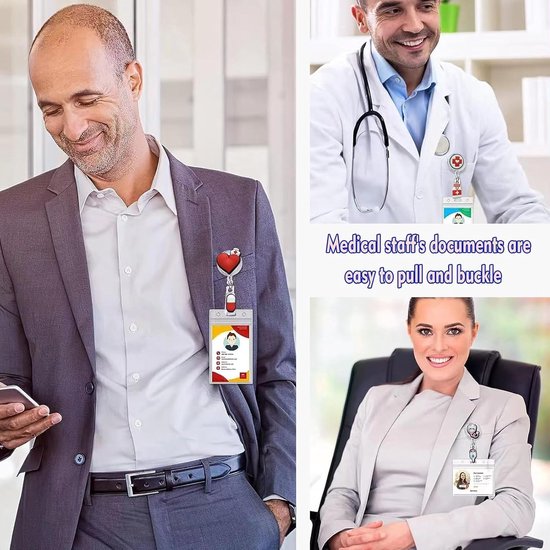 Creatieve Badge Reel Houder voor Medische Professionals - 6 Stuks met Trendy Patroons en Grappige Ontwerpen voor ID Kaarten van Verpleegkundigen en Artsen — afbeelding 2