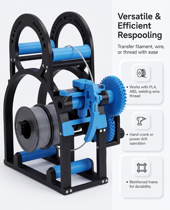 Handheld Coil Reel Roller met Verstelbare Spanningsregeling en Versterkt Frame voor 3D Printen, Lassen en Filamentgebruik — afbeelding 5