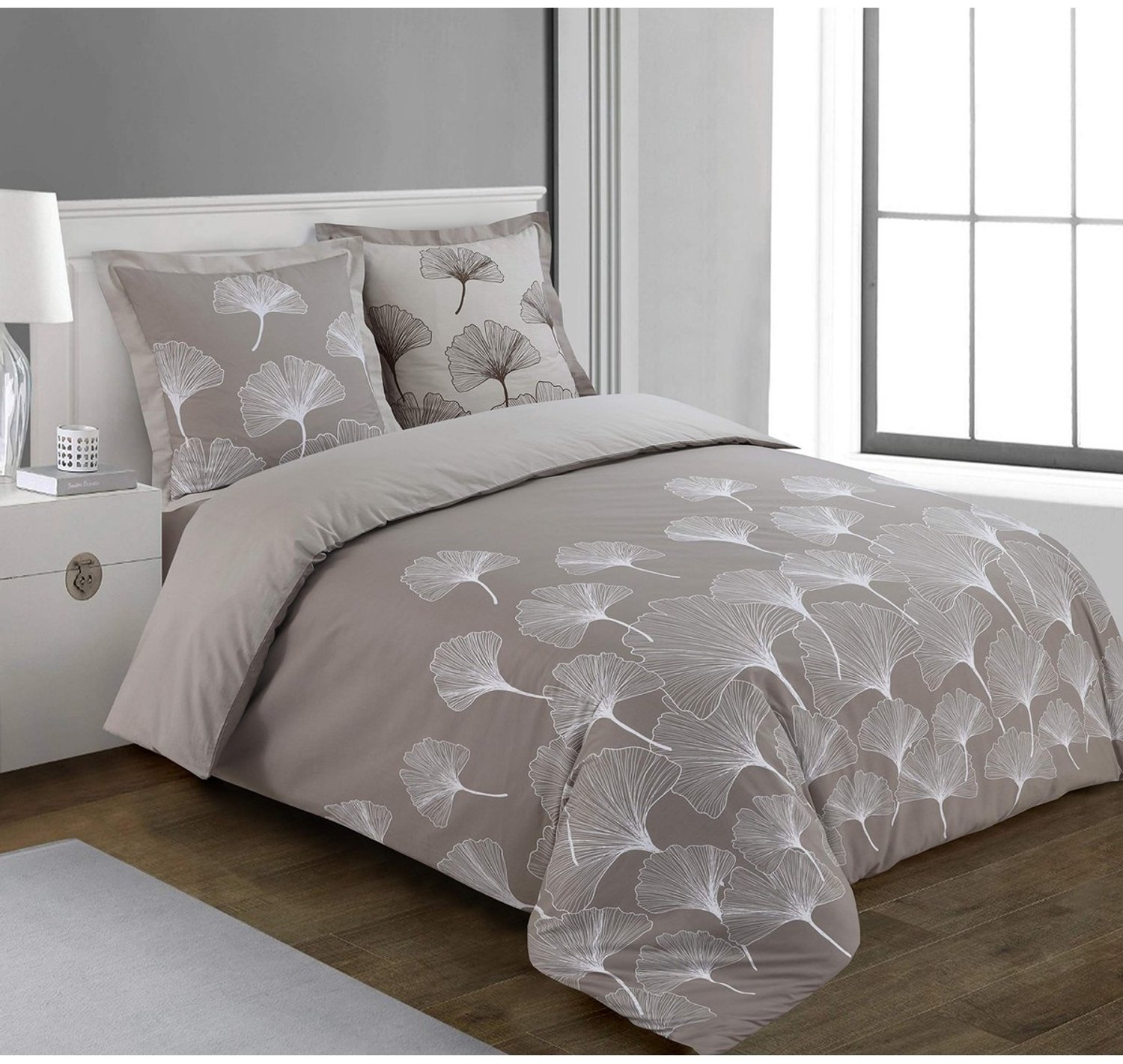Duraxl Omkeerbaar dekbedovertrek - 200 x 200 cm - Katoen - 2 kussenslopen Beige