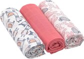 Lässig Tetradoek Heavenly Soft Swaddle L Glama Lama Coral - 3 Stuks