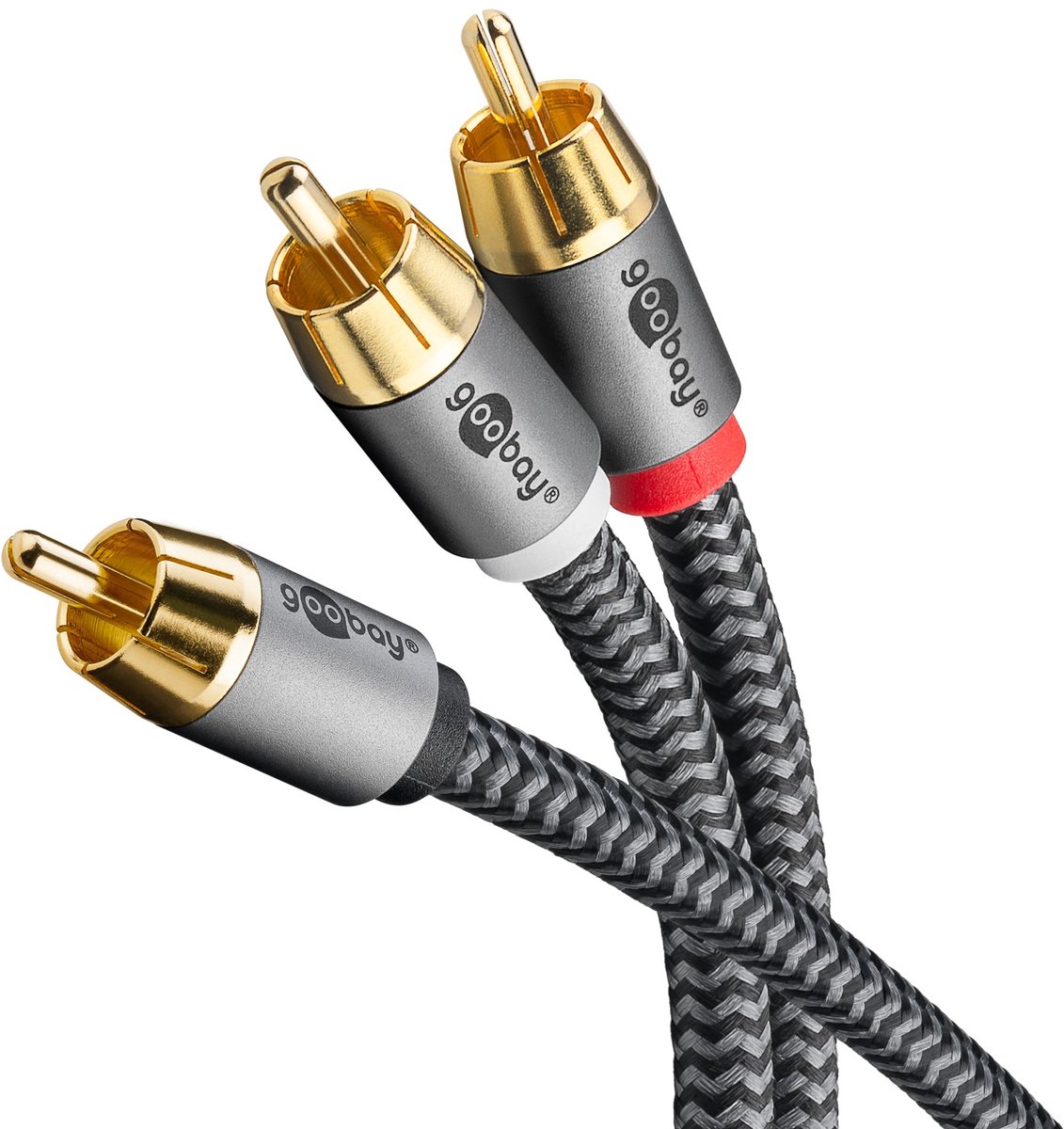 Goobay Tulp splitter-kabel, Cinch-stekker (Woofer, midden) naar 2x Cinch-stekker (Woofer), 3 m