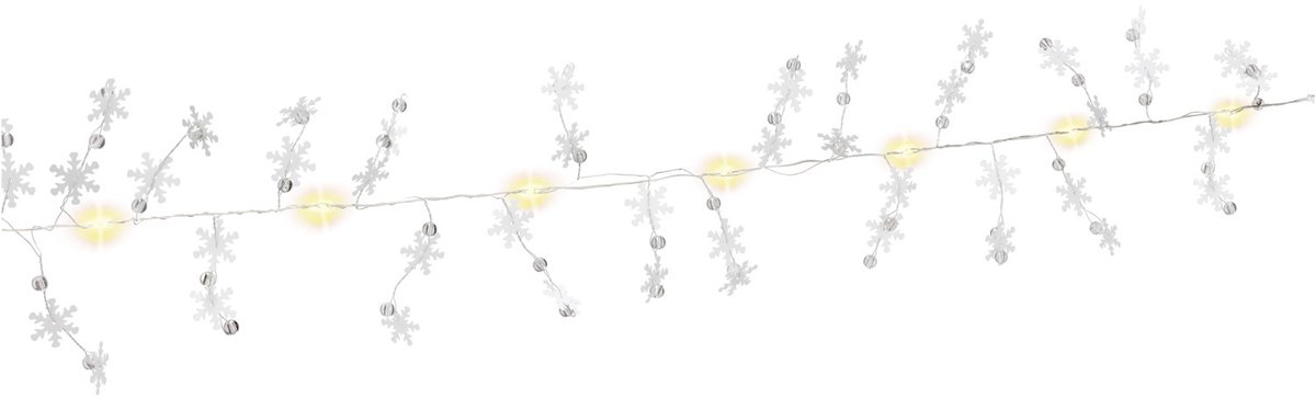 Goobay sneeuwvlok-lichtketting zilverdraad 10 leds warm wit met timer 90 cm verlicht