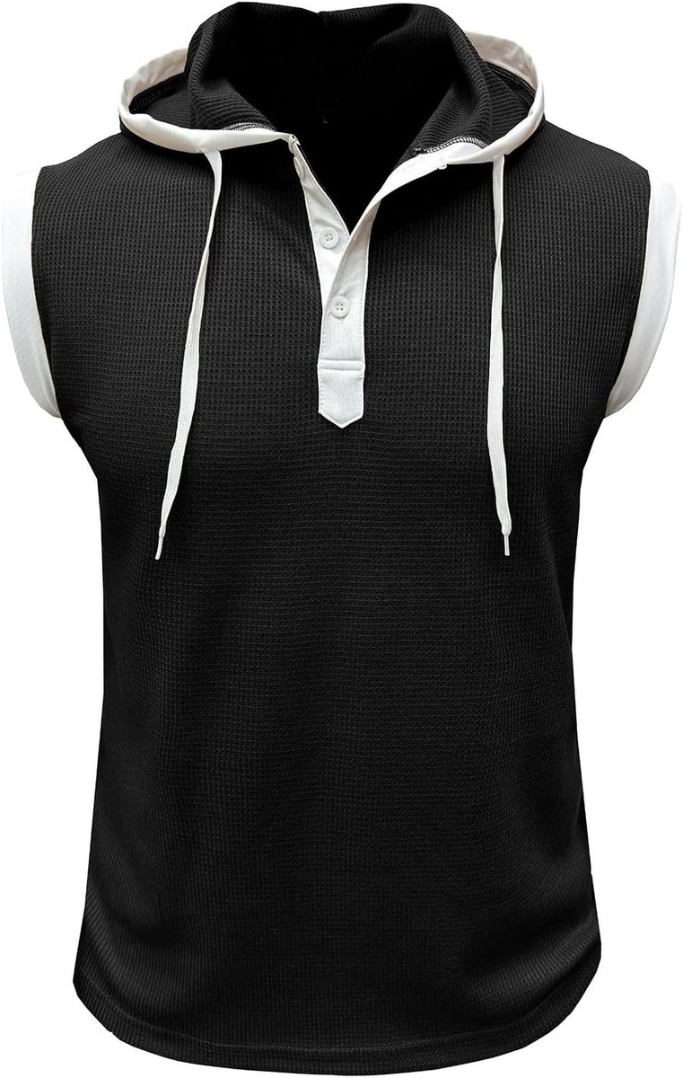 Gymnastiekvest voor heren, trainingsvest zonder mouwen, zwaar, zomersport, fitness, vest met capuchon voor heren