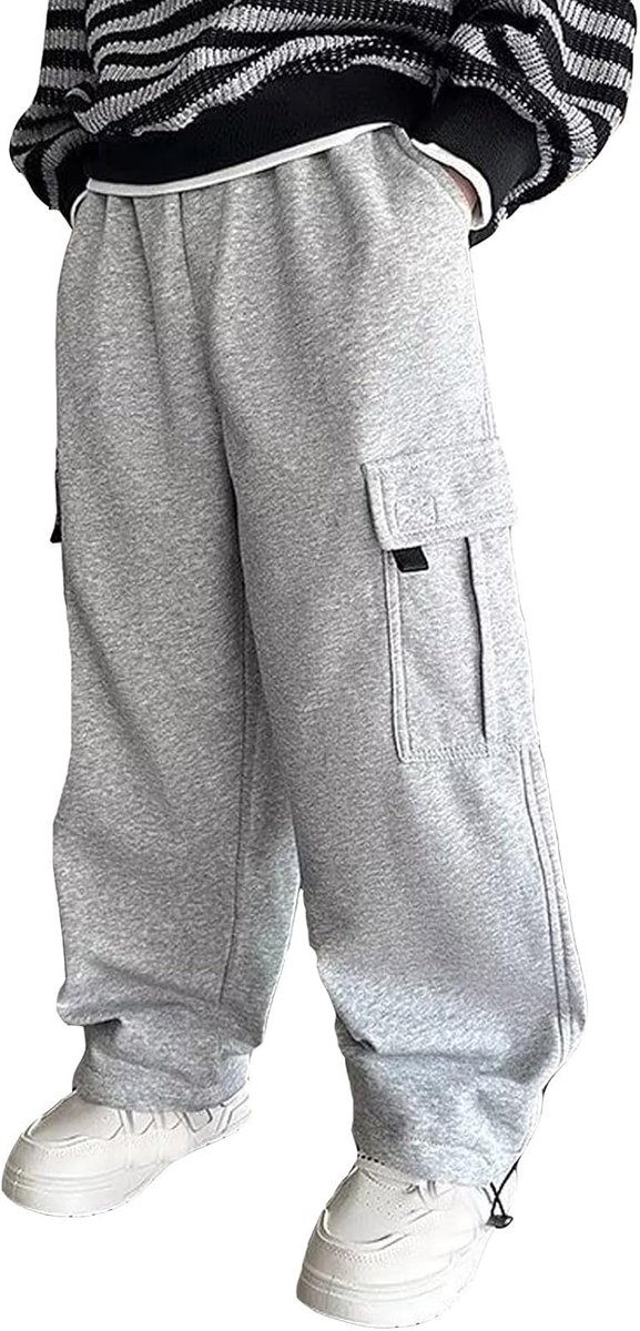 Casual broek voor jongens, losse zomerjoggingbroek met brede pijpen met elastische manchetten, voor dagelijks gebruik, comfortabele en ademende outfits, van 8 tot 15 jaar