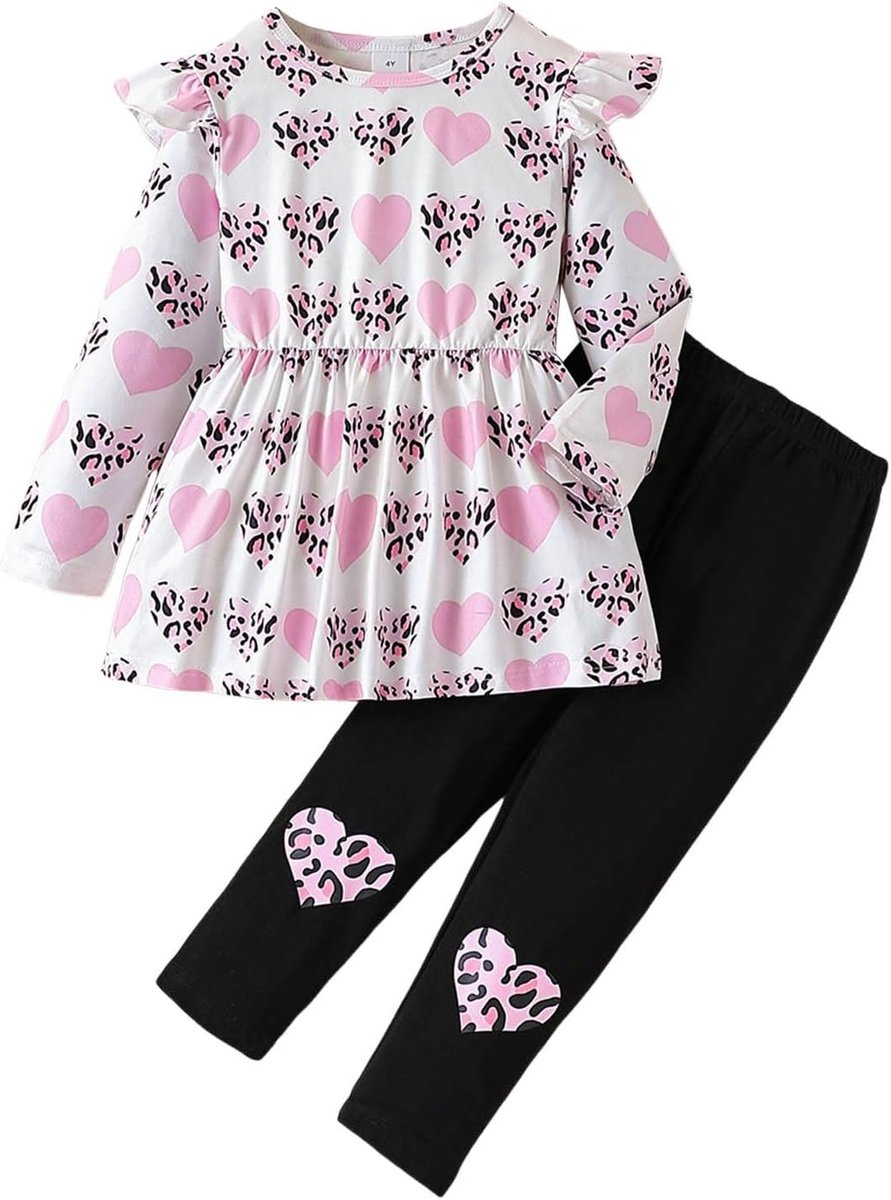 2-delige set voor meisjes, zomerkleding, katoen, T-shirt met kittenprint en shorts, pastelroze, schattige set voor kleine meisjes, A129